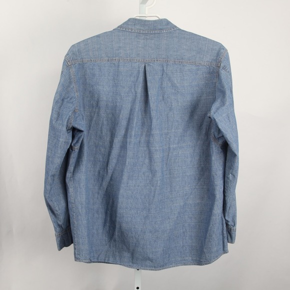 LL Bean Shirt Mens XL Blue Chambray Denim Button Front Workwear Pockets - Picture 3 of 9